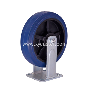 8 inch Blue Rubber Wheel Rigid Caster